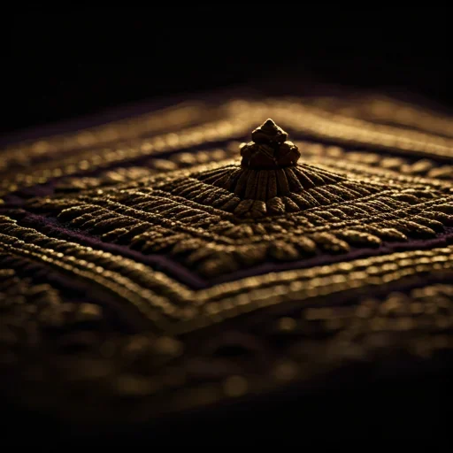 Intricate gold thread embroidery on deep velvet from Bukhara