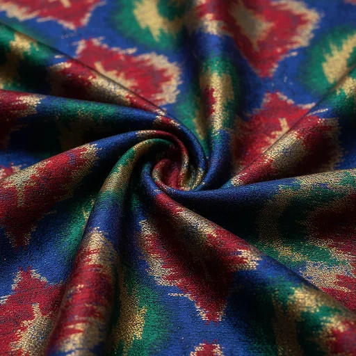 Extreme macro close-up of hand-woven silk ikat fabric