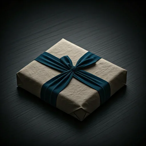 Luxurious handcrafted package with silk ribbon