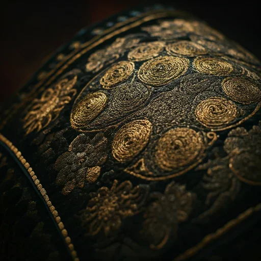 Central Asian bridal gown with gold suzani embroidery
